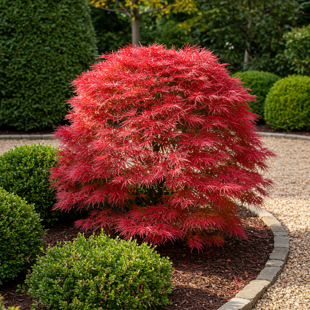 Green boutiQ - Pianta da terrazza - Acero giapponese - Acer palmatum Shaina - Rosso - 2 Piante - Decidua - Vaso 19 cm Altezza 70 cm