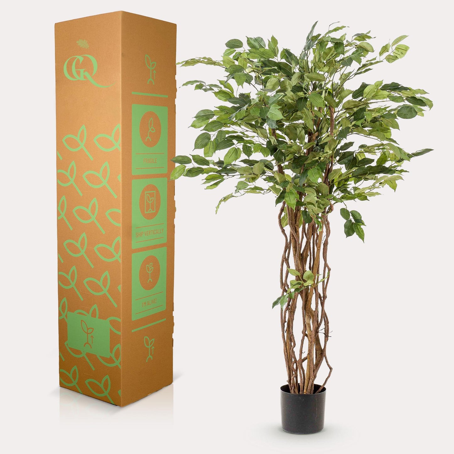 pianta artificiale - Ficus liana - Pianta a foglia di violino - 140 cm