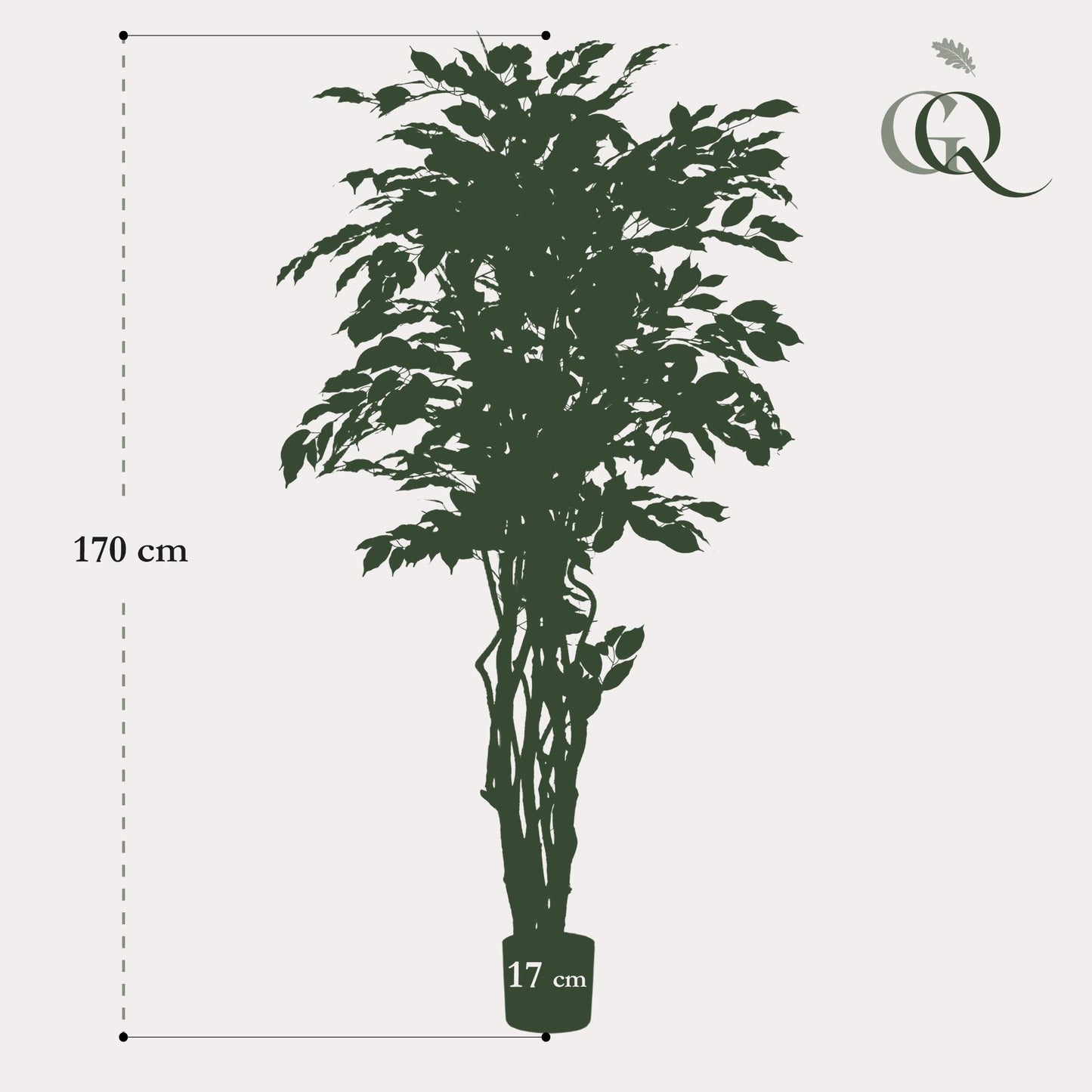 pianta artificiale - Ficus liana - Pianta a foglia di violino - 170 cm