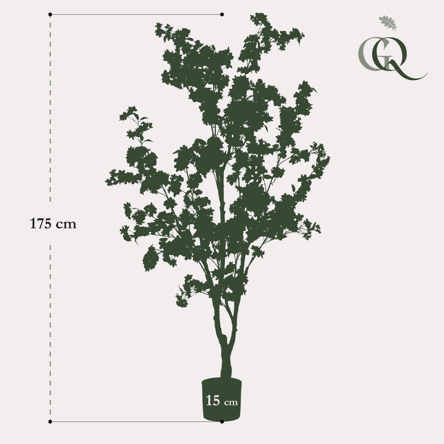 Pianta artificiale - Prunus - Fiore di ciliegio - Bianco - 175 cm
