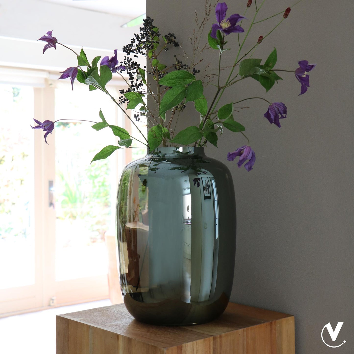 Vase glass - M - H35 W25 - Artic - Gray