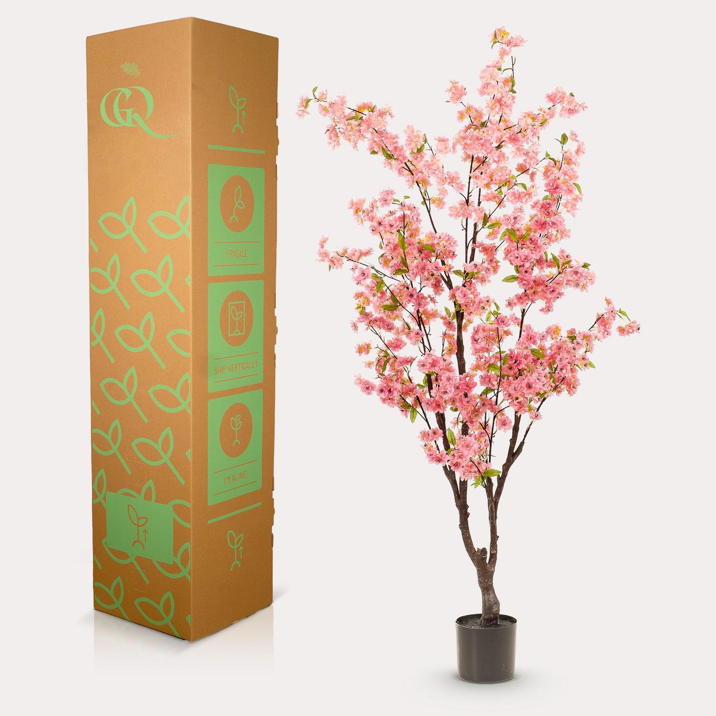 Pianta artificiale - Prunus - Fiore di ciliegio - Rosa - 175 cm