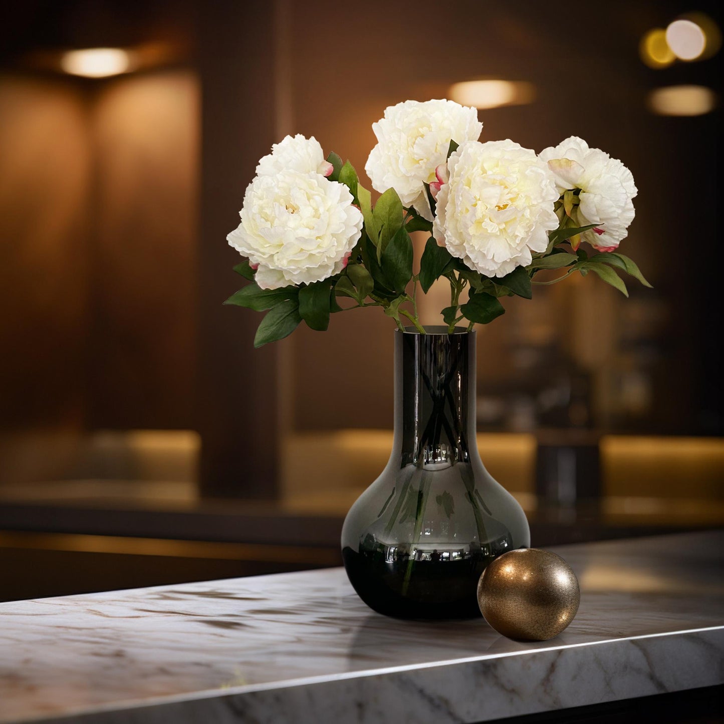 Fiori artificiali Solo - Crema - Peonie - x 5 - 65cm