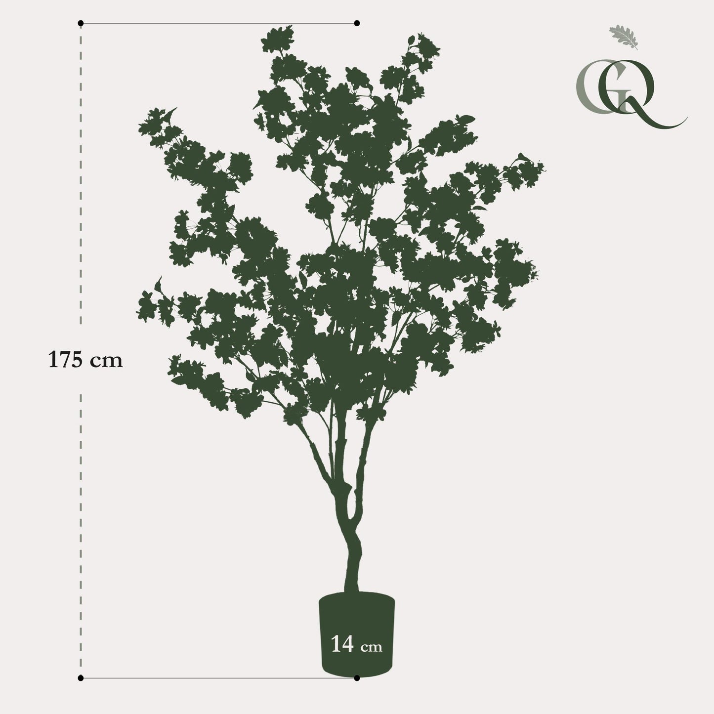 Pianta artificiale - Prunus - Fiore di ciliegio - Rosa - 135 cm