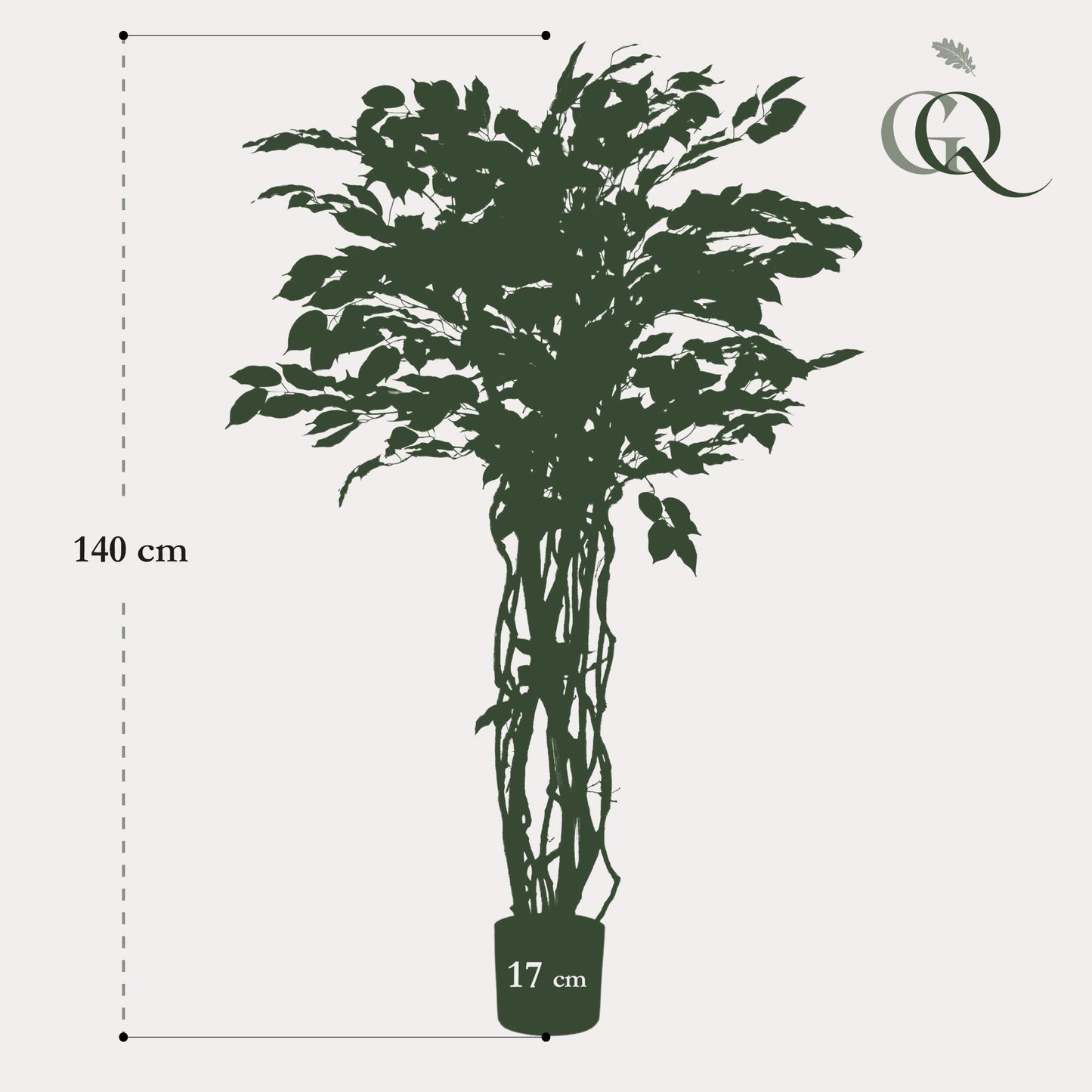 pianta artificiale - Ficus liana - Pianta a foglia di violino - 140 cm