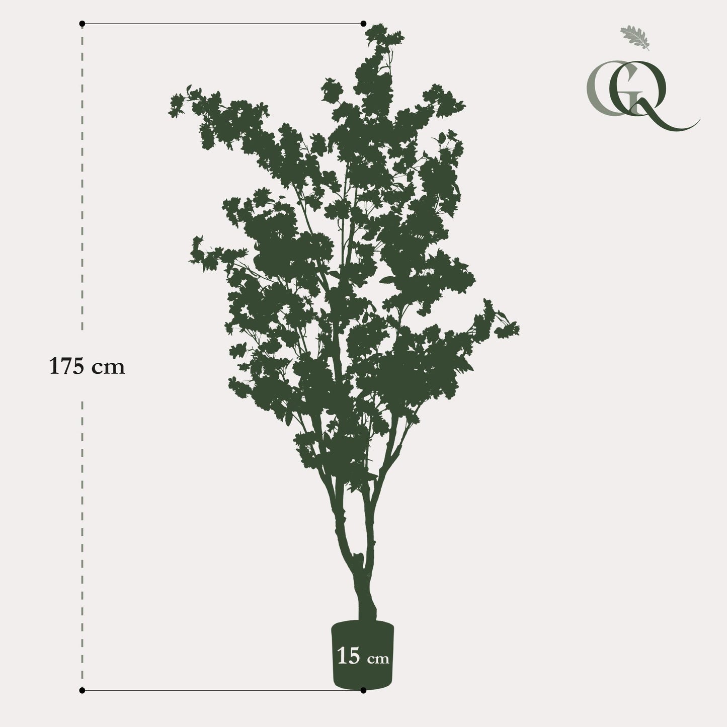 Pianta artificiale - Prunus - Fiore di ciliegio - Rosa - 175 cm