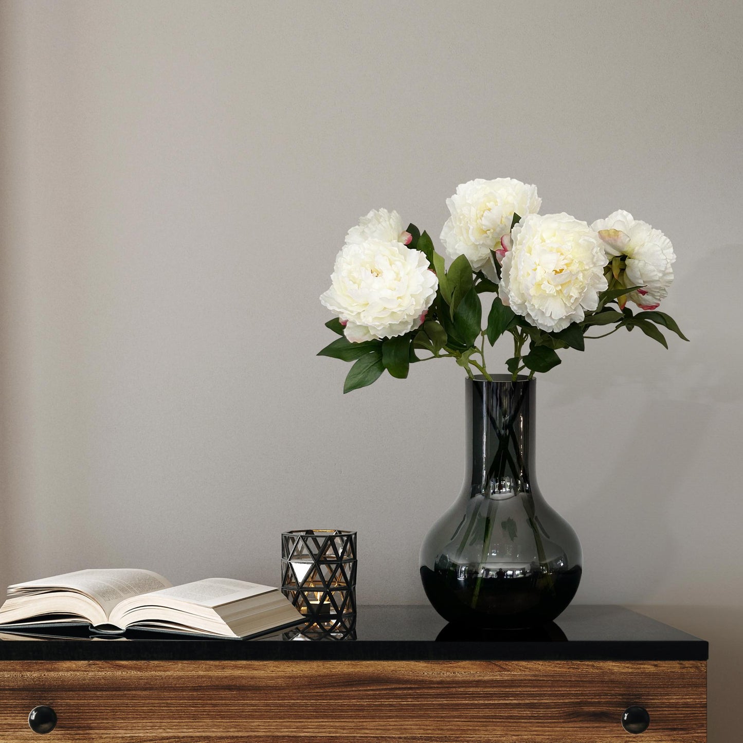 Fiori artificiali Solo - Crema - Peonie - x 5 - 65cm