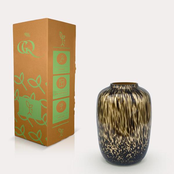Vase glass - M - H35 W25 -Artic Cheetah Gold