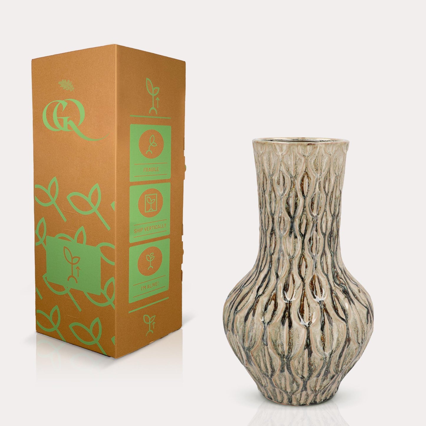 Vase stone M - H39 W23 - Boa Green