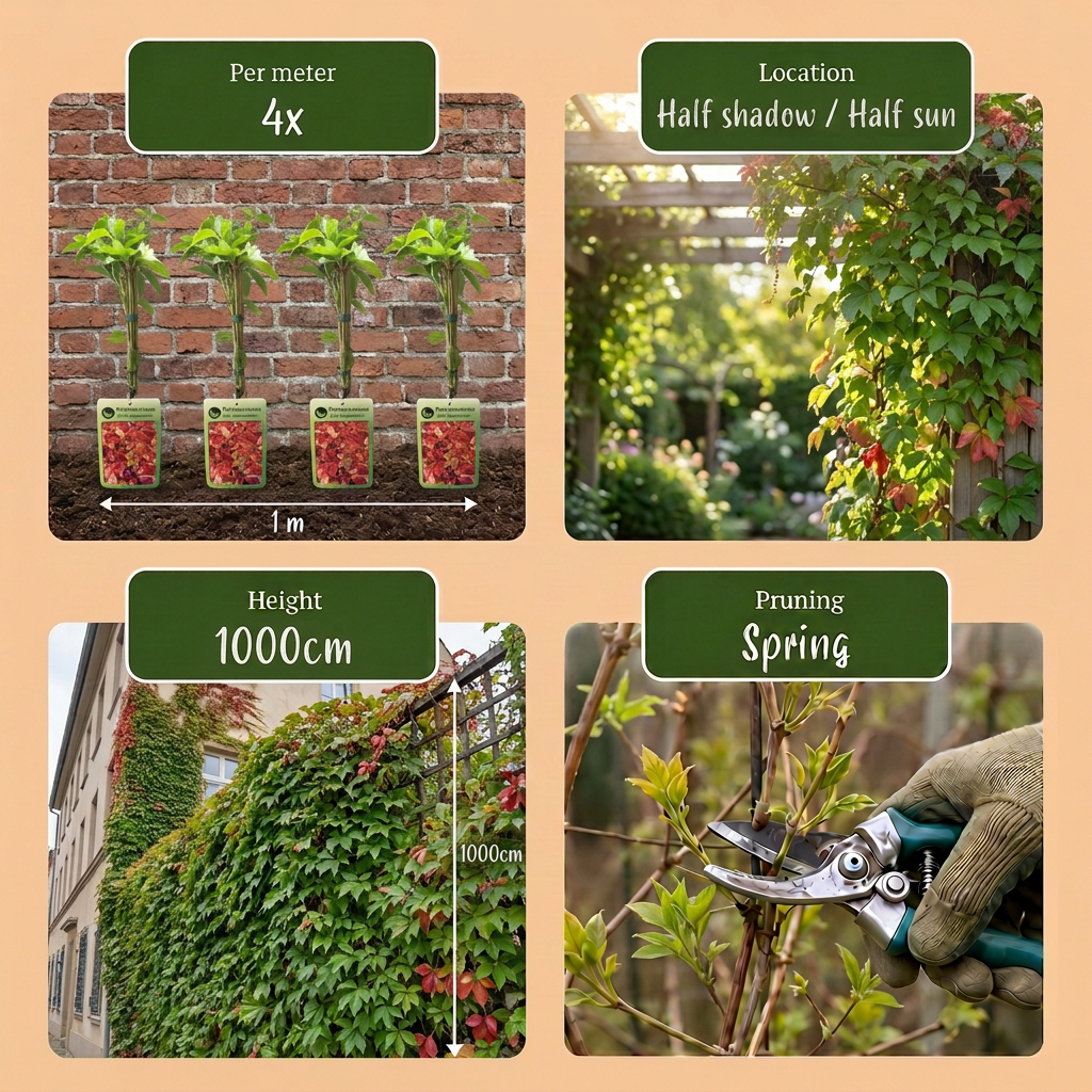 4x Parthenocissus quin. 'Engelmannii' - Vite americana - Giallo - Verde - Pianta rampicante - Ø9cm - ↕35cm