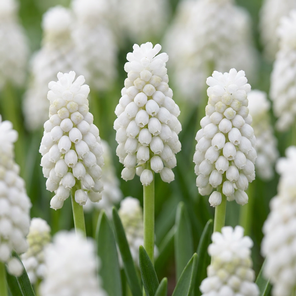 50x Muscari White Magic - Giacinto a grappolo bianco - Bianco - Bulbo da naturalizzazione - Calibro 6/7