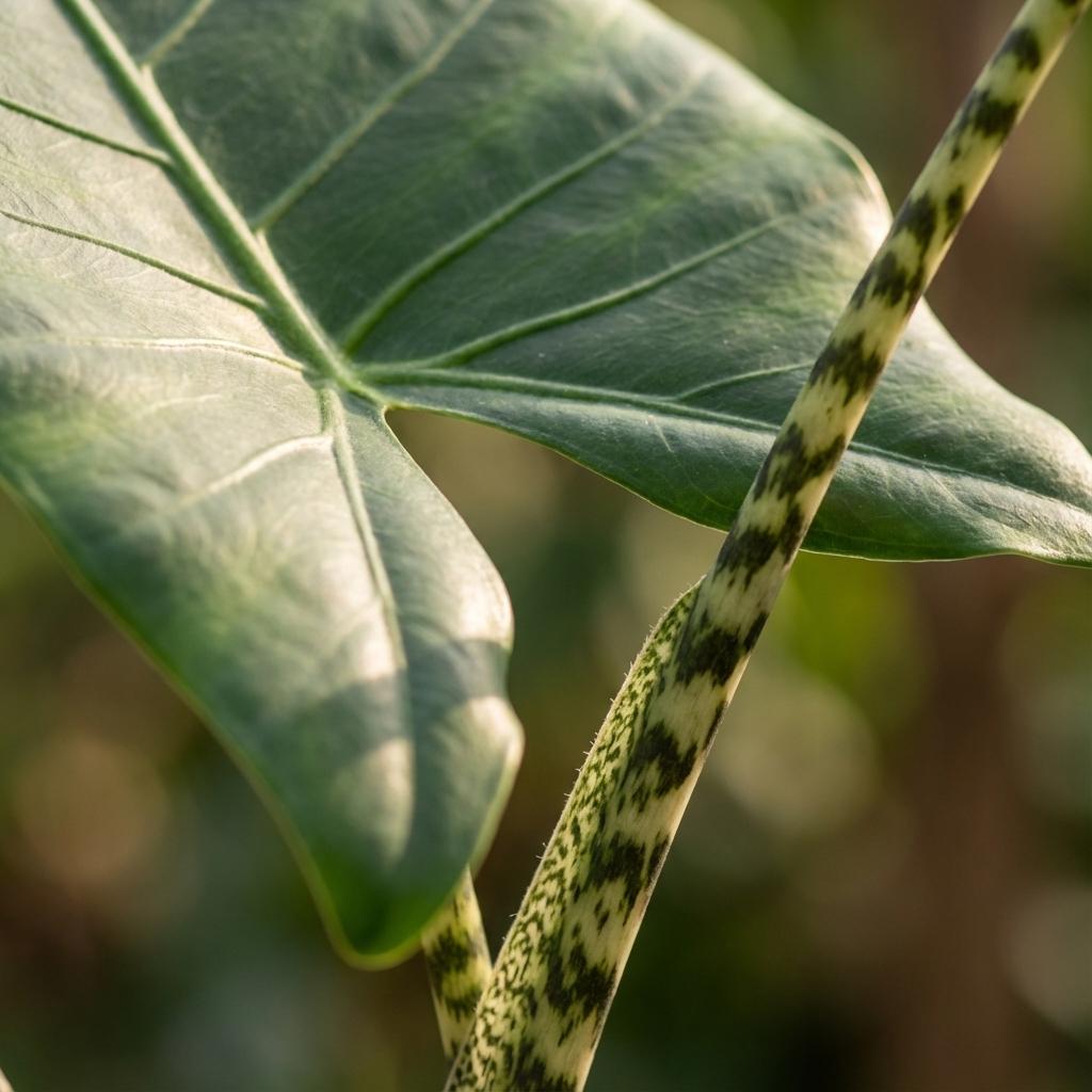Houseplant - Elephant Ear Zebrina - Alocasia Zebrina - Green - Low maintenance - 1 Plant - with Basket - Pot 21 cm - Height 70 - 75cm