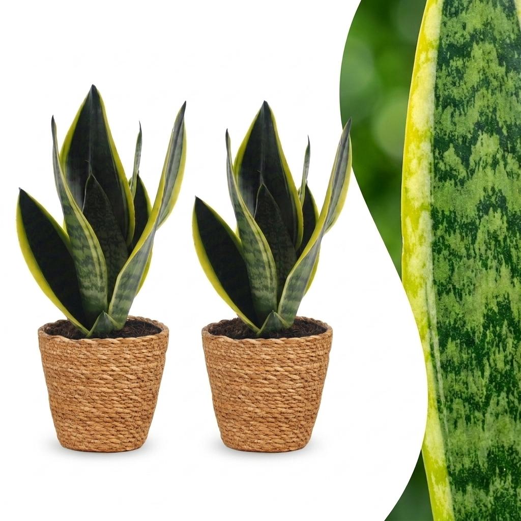 Sansevieria Future Superb - Snake Plant - 2 Plants - with Basket - Pot 12cm - Height 35cm