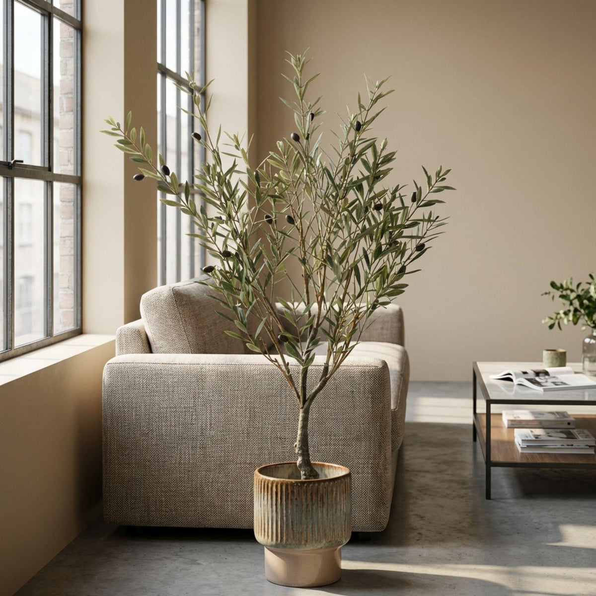Olivier artificiel résistant aux UV en pot – 90 cm