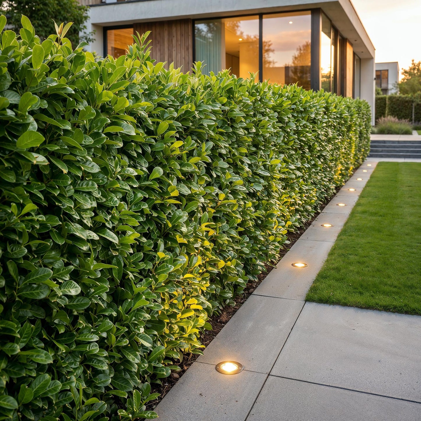 Green boutiQ - 40x Prunus laur. Novita - Cherry Laurel - Hedge Plants - Evergreen - Green - Pot 9cm - Height 25-35cm
