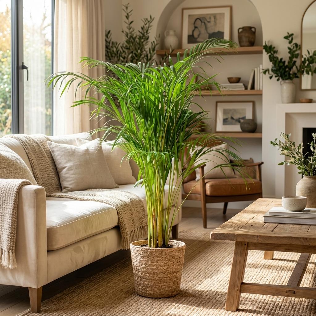 Areca Palm (Dypsis) with Zeegras basket natural - 100cm - Ø21