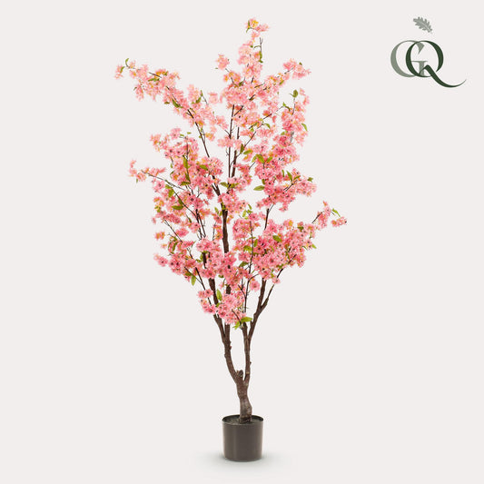 Pianta artificiale - Prunus - Fiore di ciliegio - Rosa - 175 cm