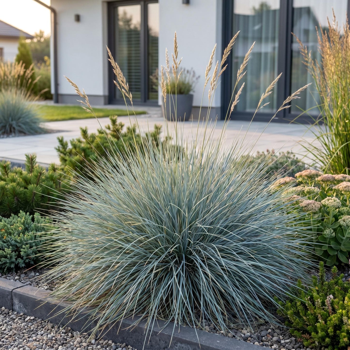 Pianta perenne - Festuca glauca - Erba blu - Sempreverde - Blu - 12 Piante - Vaso 11cm - Altezza 15-25cm