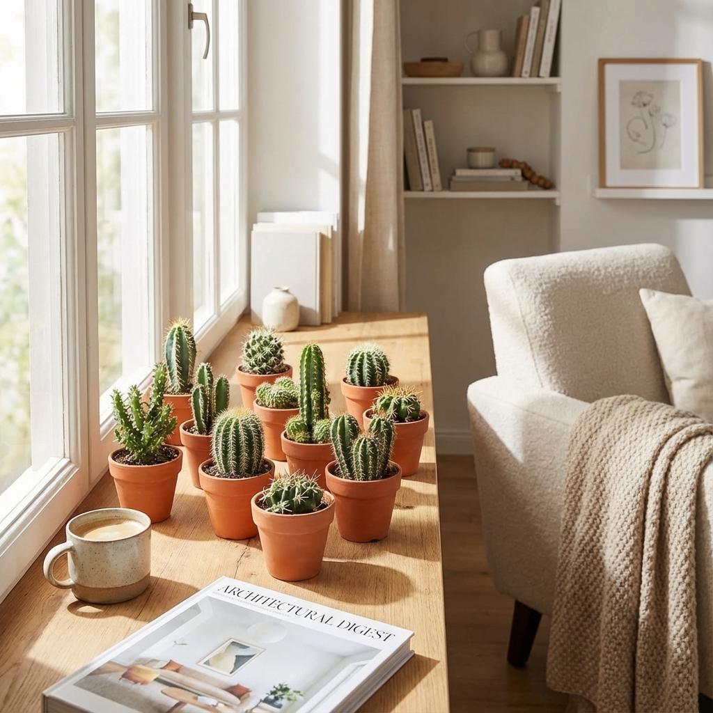 Mini Cactus Mix - 3 Pezzi - Ø 8,1 cm - Altezza: 5-10 cm - Vasi in Terracotta
