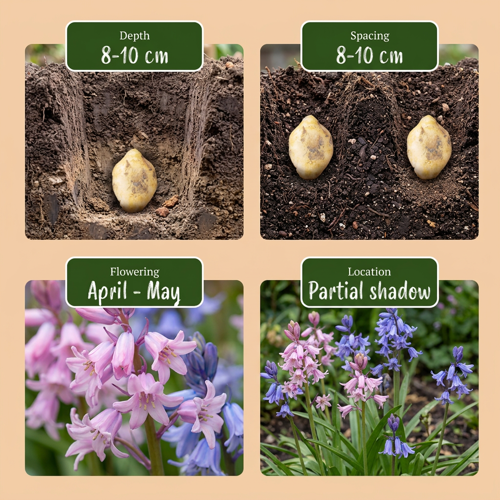 320x Hyacinthoides Hispanica mix - Giacinto selvatico spagnolo mix - Varie - Bulbo da naturalizzazione - Calibro 7/8