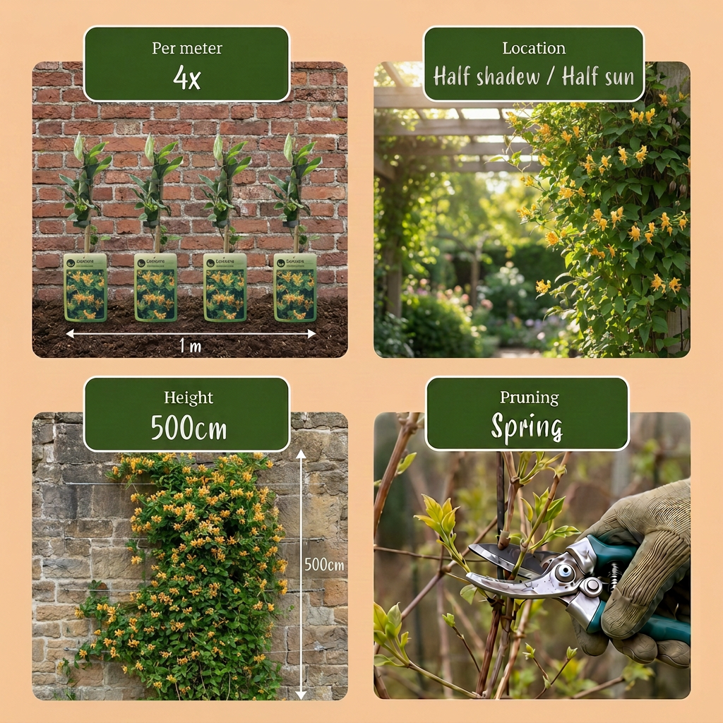 Lonicera tellmanniana - Tellmann's honeysuckle - Orange - Yellow - Climbing plant - Ø9cm - ↕35cm