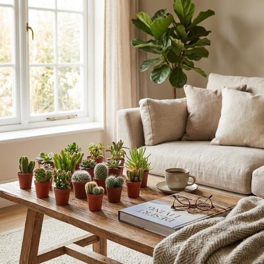 Mix of Real Cacti and Succulents - 6 Pieces - Ø 5.5 cm - Height: 5-10 cm