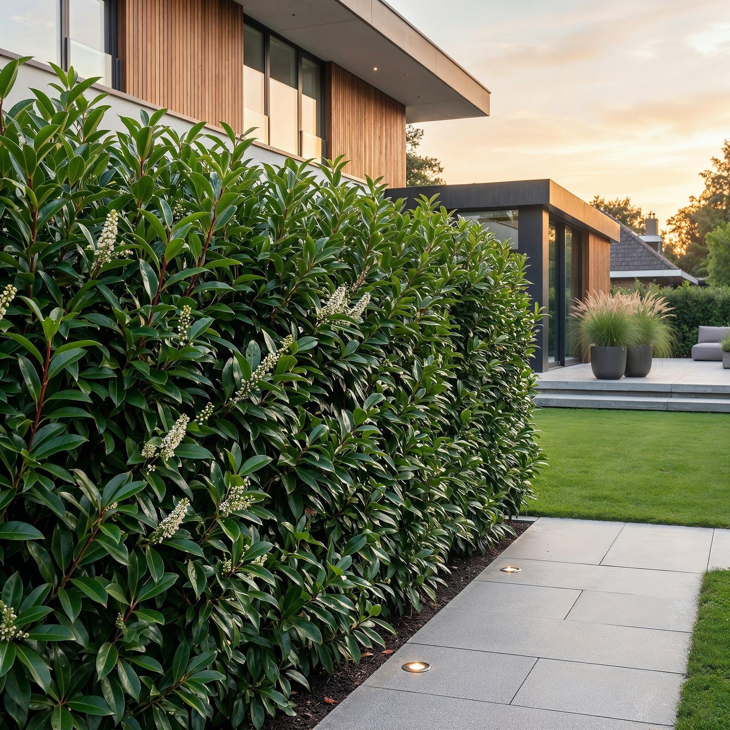 Green boutiQ - 16x Prunus lusitanica Angustifolia - Portuguese Laurel - Hedge Plants - Evergreen - Green - Pot 9cm - Height 25-35cm