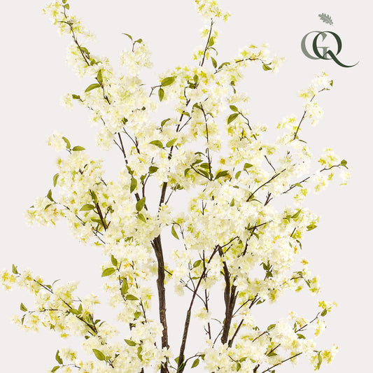 Artificial plant - Prunus - Cherry blossom - White - 210cm