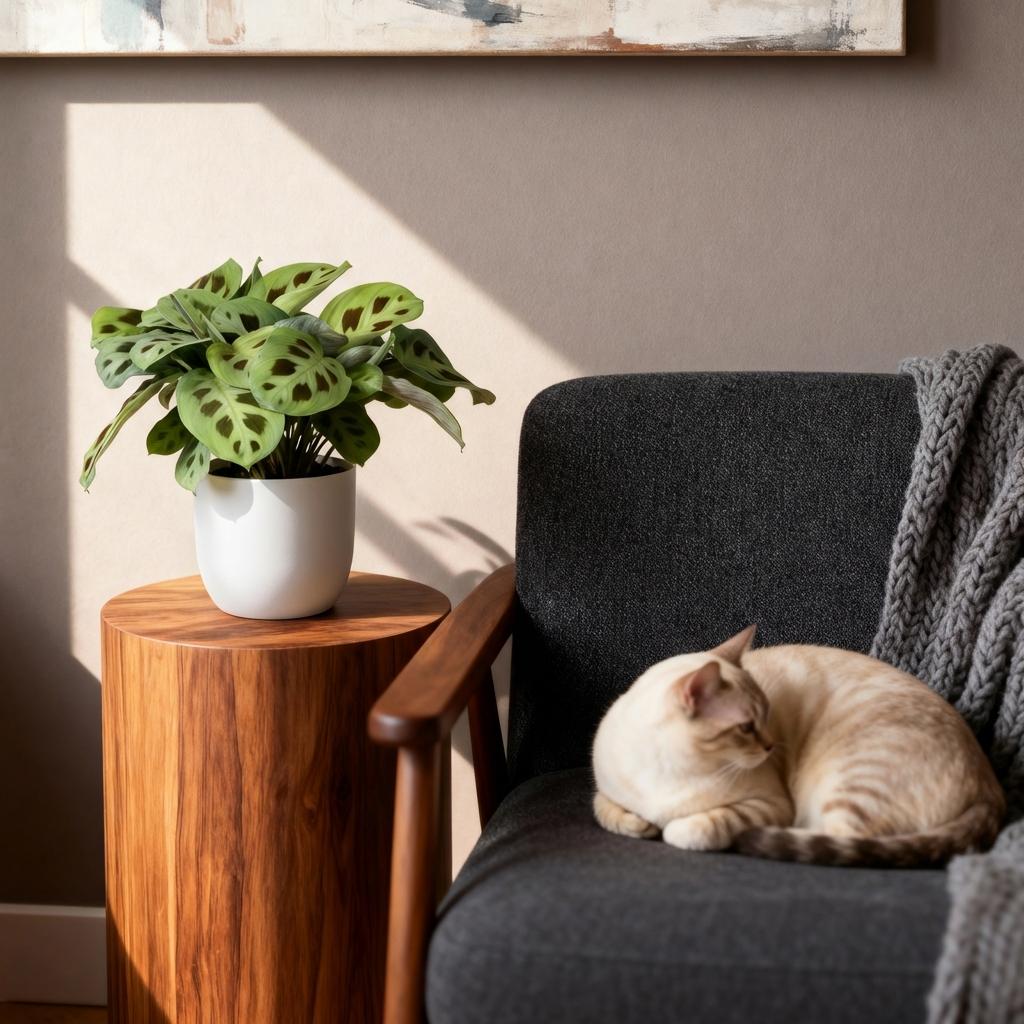 Green boutiQ - Houseplant - Maranta Fascinator Kerchoveana - Zebra Plant - Pet Friendly Plant - Green - 4 Plants - with Potter White - Pot 12cm - Height 25cm