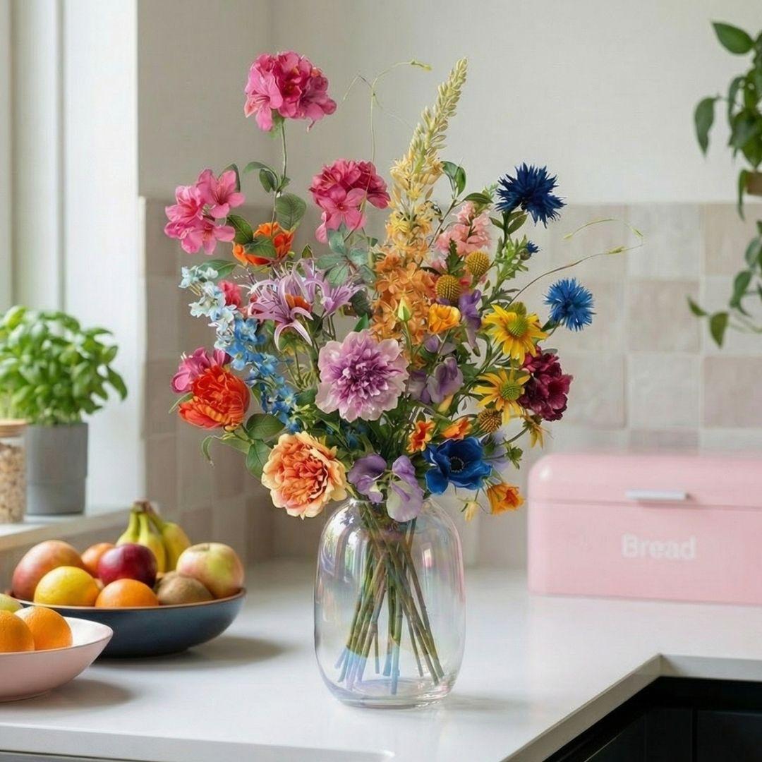Artificial flower bouquet - Summer Garden Deluxe - Real Touch - 19 stems - ↑ 100 cm - Silk flowers