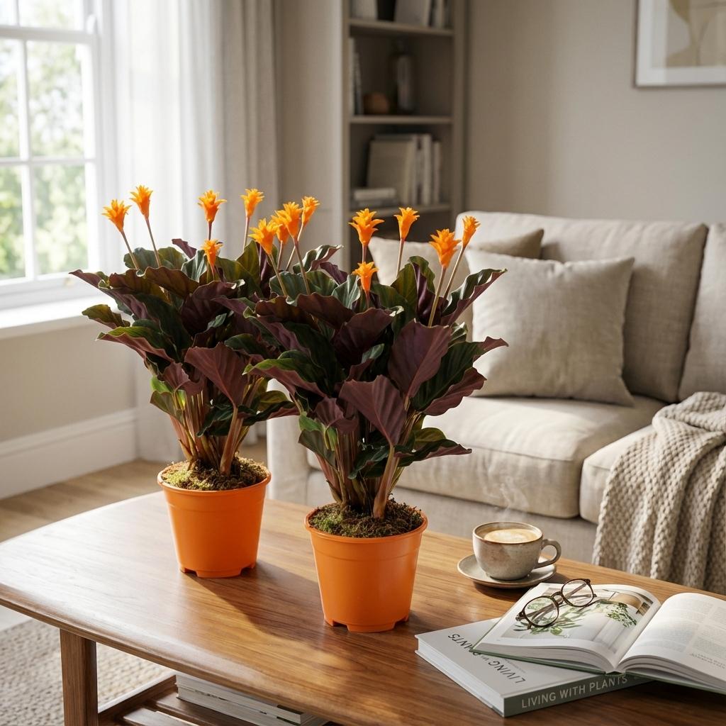 Calathea Crocata - 2 Pezzi - Ø 14 cm - Altezza: 40 - 45 cm