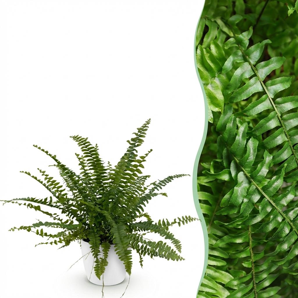 Houseplant - Nephrolepsis exaltata Green Lady - Fern - Pet-Friendly Plant - Green - 1 Plant - with White Pot - Pot 12cm - Height 25cm