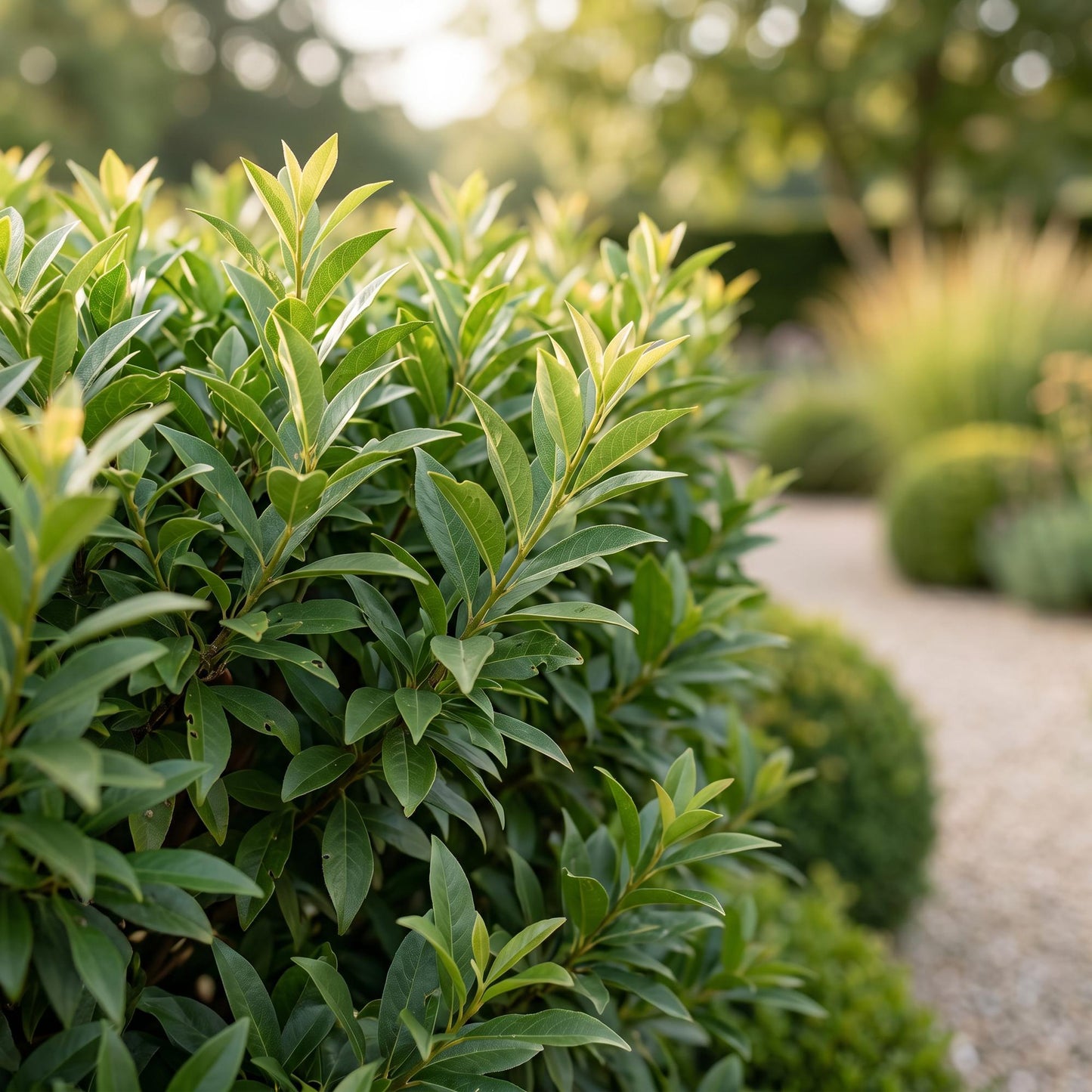 Green boutiQ - 40x Prunus lusitanica Angustifolia - Portuguese Laurel - Hedge Plants - Evergreen - Green - Pot 9cm - Height 25-35cm