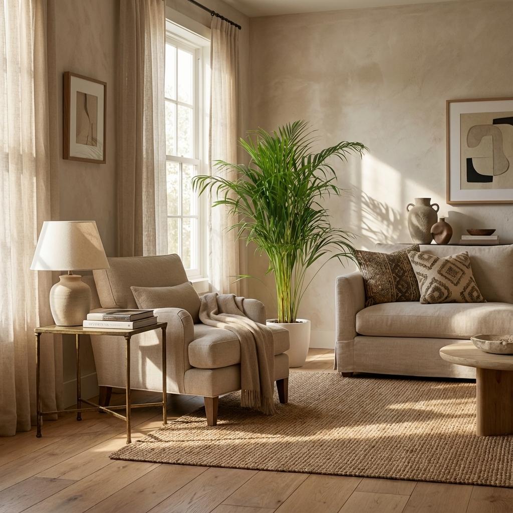 Areca Palm (Dypsis)  with Potter white - 100cm - Ø21