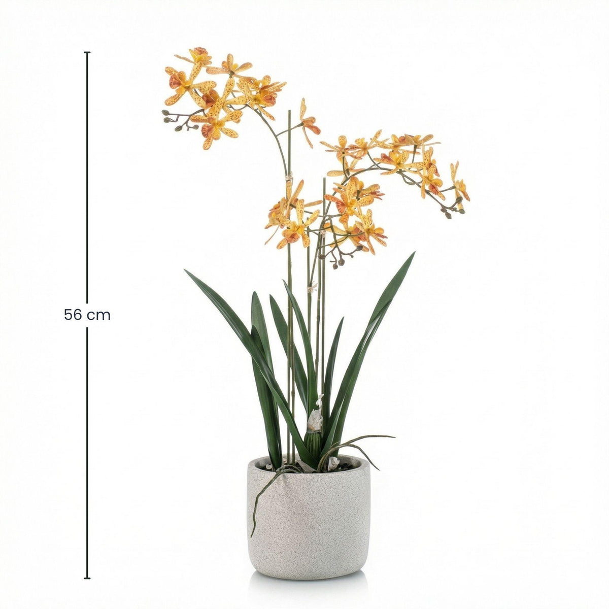Artificial yellow and orange Renanthera orchid in pot – 56 cm