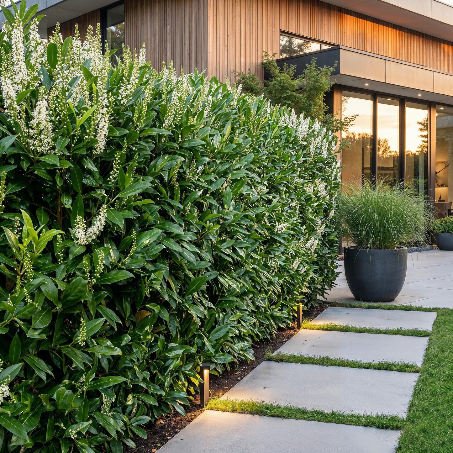 Green BoutiQ - 40x Prunus laur. Caucasica - Cherry Laurel - Hedge Plants - Evergreen - Green - 9cm Pot - Height 25-35cm