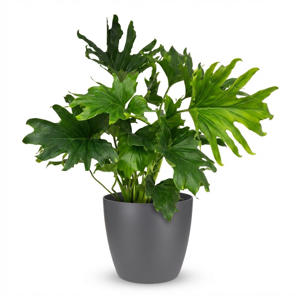 Green boutiQ - Indoor Plant - Philodendron Lickety Split - Green - Low Maintenance - 1 Plant - with Potter Grey - Pot 19cm - Height 70cm