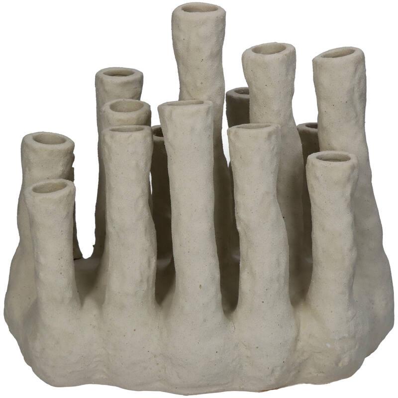 Flower holder XL - Coral - Ecru - Multi-spout vase