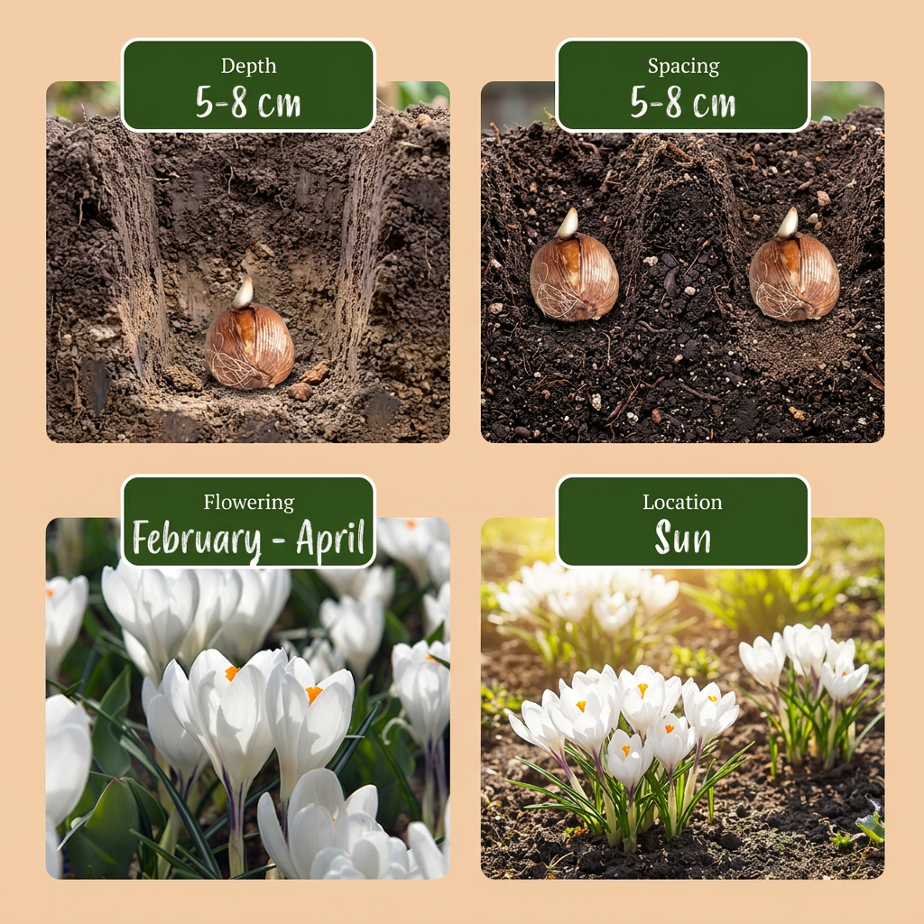 120x Crocus White - White crocus - Miscellaneous - Naturalizing bulb - Bulb size 7/8