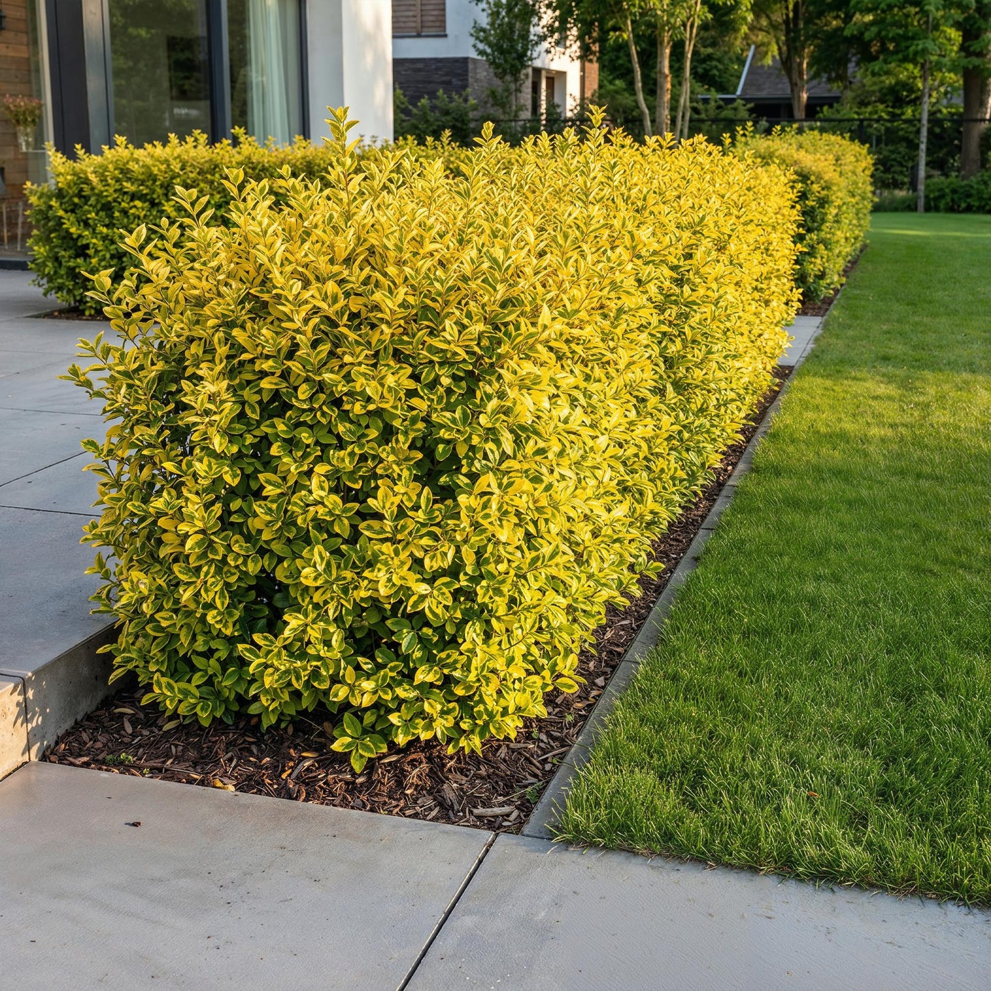 Green boutiQ - 40x Ligustrum ovalifolium Aureum - Variegated Privet - Hedge Plants - Evergreen - Variegated - Pot 9cm - Height 35-45cm