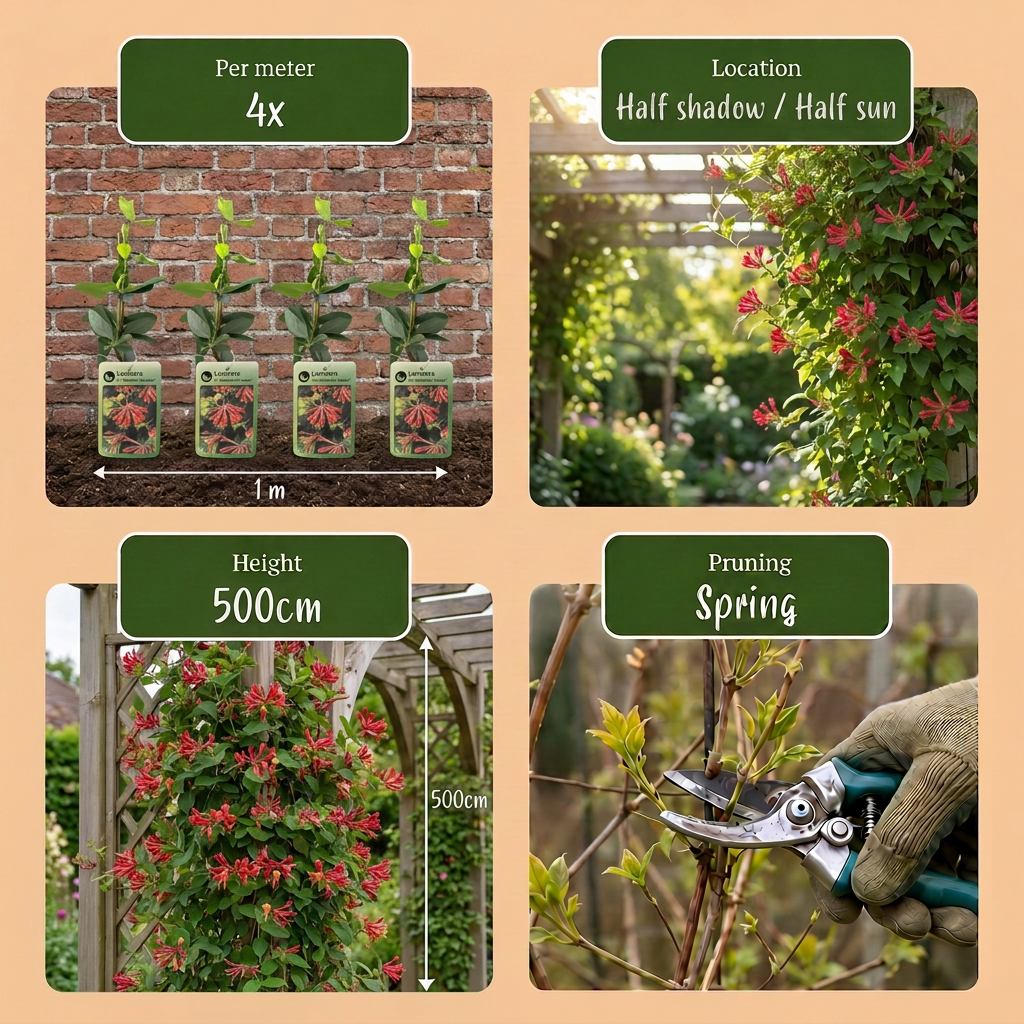 6x Lonicera br. 'Dropmore Scarlet' - Honeysuckle 'Dropmore Scarlet' - Red-Yellow - Climbing plant - Ø9cm - ↕35cm