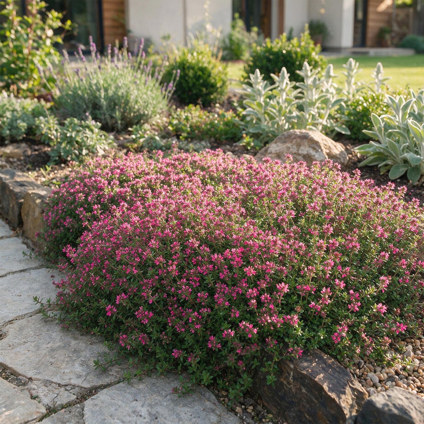 Vasteplant - Thymus praecox Red Carpet - KruipTijm - Geurend - Rood-Roze - 12 Planten - Pot 11cm - Hoogte 15-25cm
