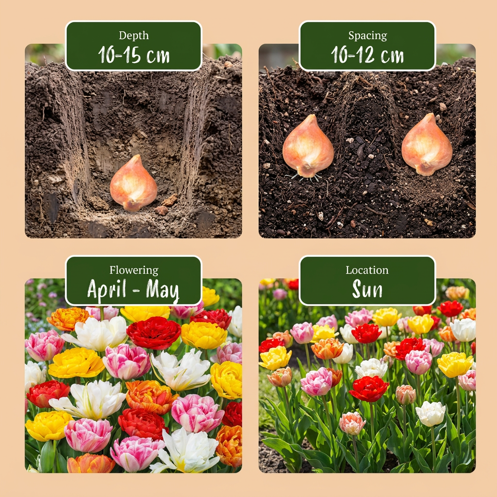 30x Tulipa Double mix - Mix tulipani doppi - Vari - Fioritura primaverile - Misura bulbo 11/13