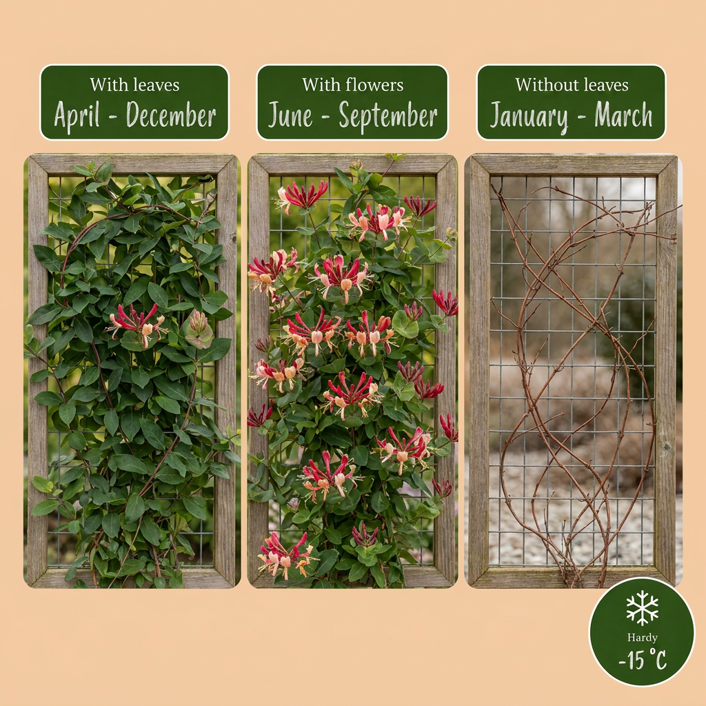 Lonicera jap. 'Red World' - Japanese honeysuckle - Red - Pink - Climbing plant - Ø9cm - ↕35cm