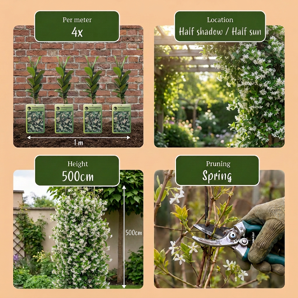 4x Trachelospermum jasminoides - Falso gelsomino - Bianco - Pianta rampicante - Ø9cm - ↕35cm