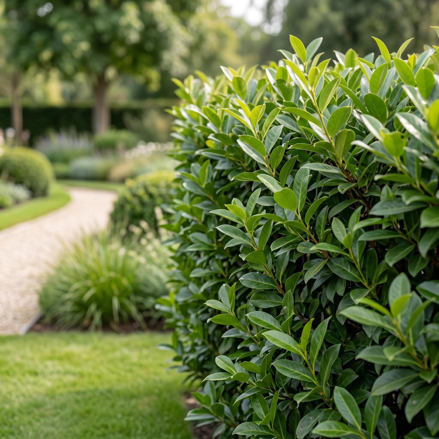 Green boutiQ - 16x Prunus laur. Caucasica - Cherry Laurel - Hedge Plants - Evergreen - Green - Pot 9cm - Height 25-35cm