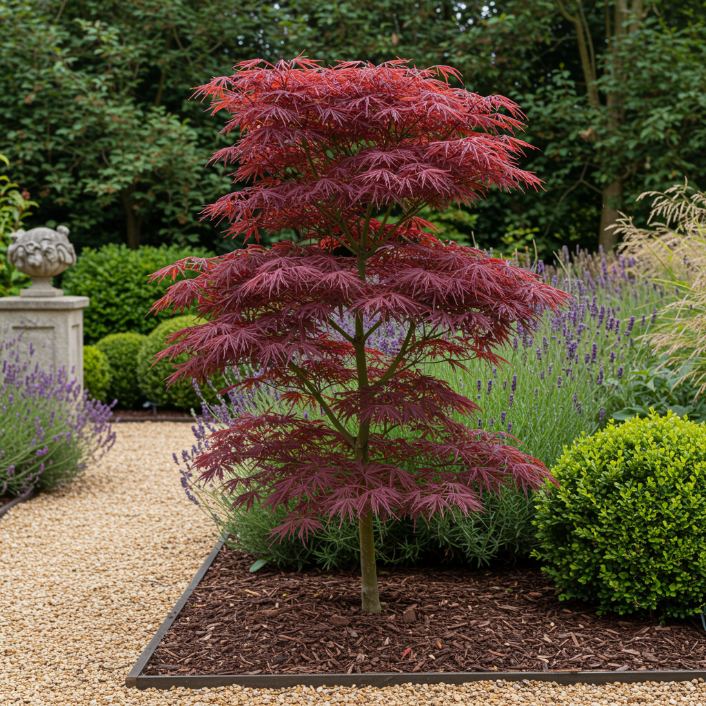 Green boutiQ - Pianta da terrazza - Acero giapponese - Acer palmatum Trompenburg - Viola scuro - 2 piante - Decidua - Vaso 19 cm Altezza 70 cm