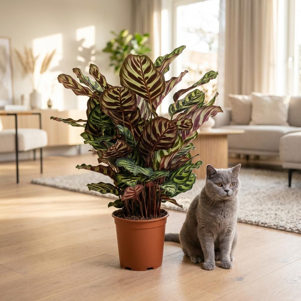 Houseplant - Peacock Plant - Calathea Makoyana - Green - Low Maintenance - 1 Plant - Pot 19cm - Height 70cm