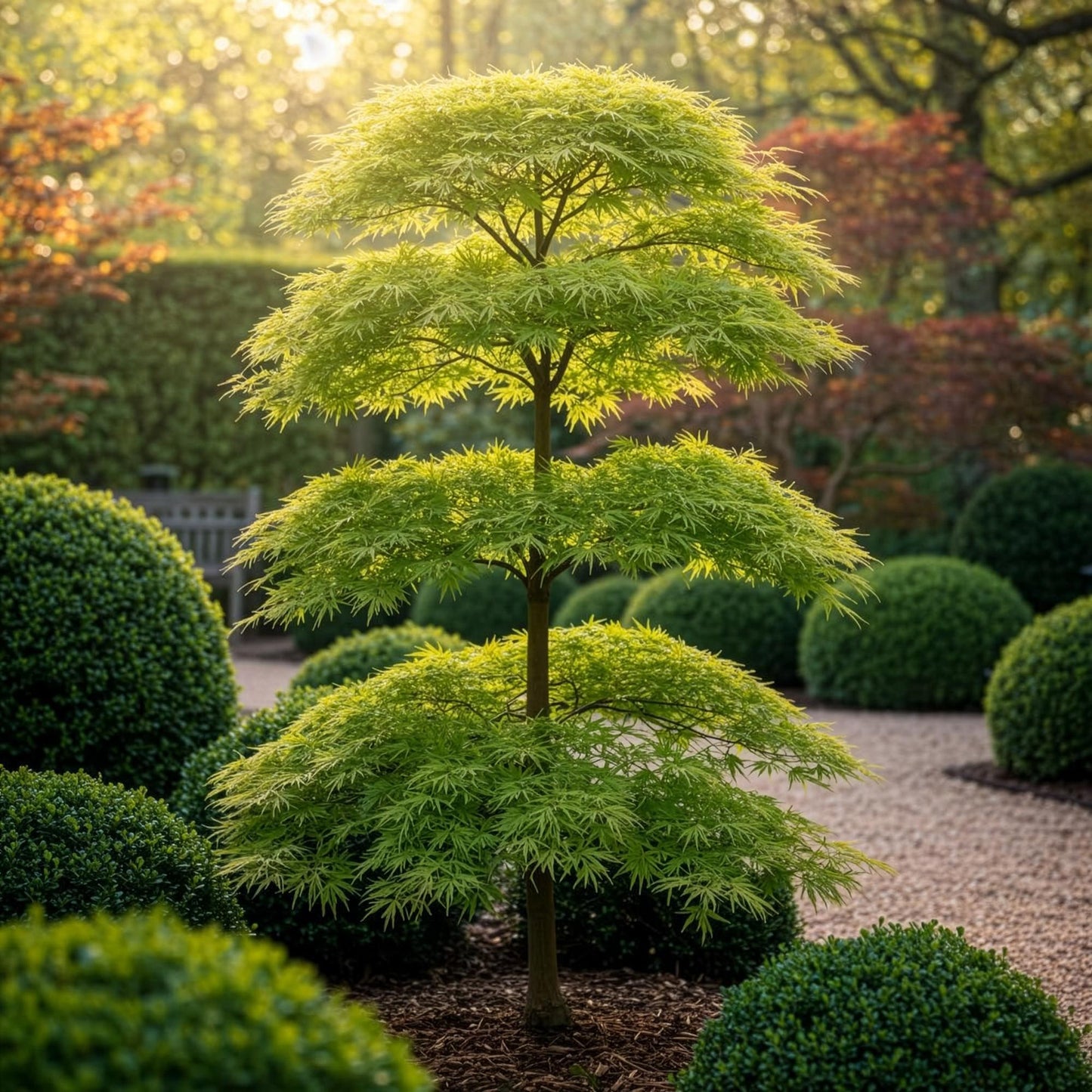 Green boutiQ - Garden Plant - Acer palmatum Emerald Lace - Green - 3 Plants - Deciduous - Low Maintenance - Pot 12cm Height 35cm