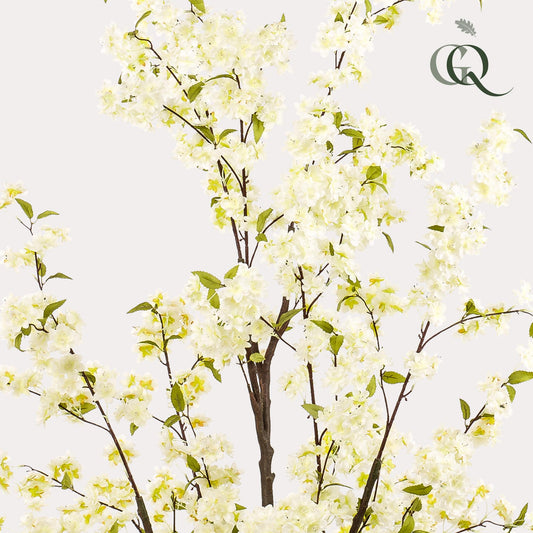 Pianta artificiale - Prunus - Fiore di ciliegio - Bianco - 175 cm